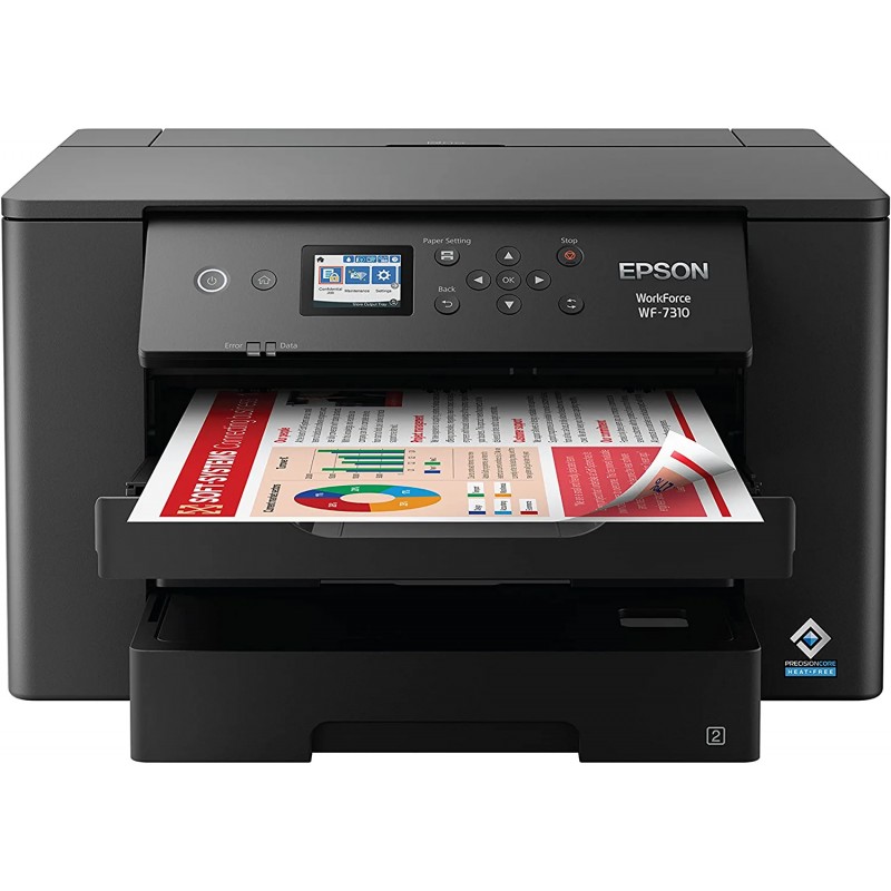 Epson Workforce Pro WF-7310 Wireless Wide-Format Printer with Print up to 13″ x 19″, Auto 2-Sided Printing up to 11″ x 17″, 500-sheet Capacity, 2.4″ Color Display, Smart Panel App