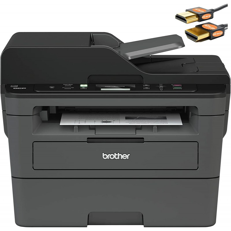 Brother DCP-L25 50DW Monochrome All-in-One Wireless Laser Printer – Print Copy Scan – Mobile Printing – Auto Duplex Printing – Print Up to 36 PPM – Up to 250 Sheets/Tray – ADF + HDMI Cable