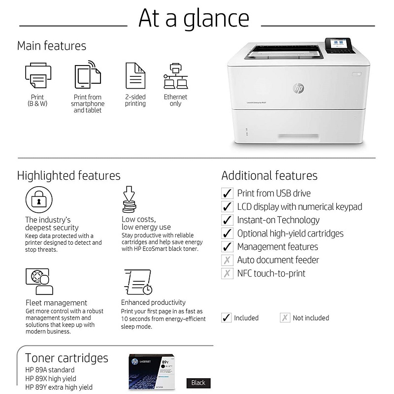 HP Laserjet Enterprise M507Dn – Printer – Monochrome – Duplex – Laser