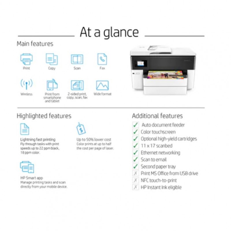 HP OfficeJet Pro 7740 Wide Format All-in-One Printer with Wireless Printing, Works with Alexa